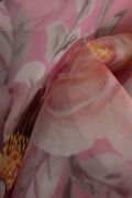 Tecido Musseline Toque de Seda Doncella Estampa Floral Cor de Rosa