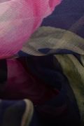 Tecido Musseline Toque de Seda Doncella Estampa Maxi Floral Azul Marinho