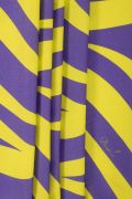 Tecido Viscose Estampa Doncella Zebra Amarelo Limão e Violeta